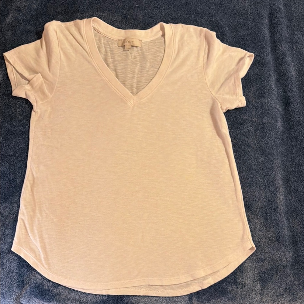 LOFT White Short Sleeve V-Neck Tee